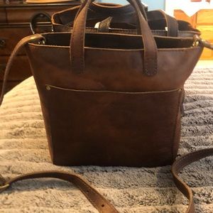 Portland leather small crossbody tote